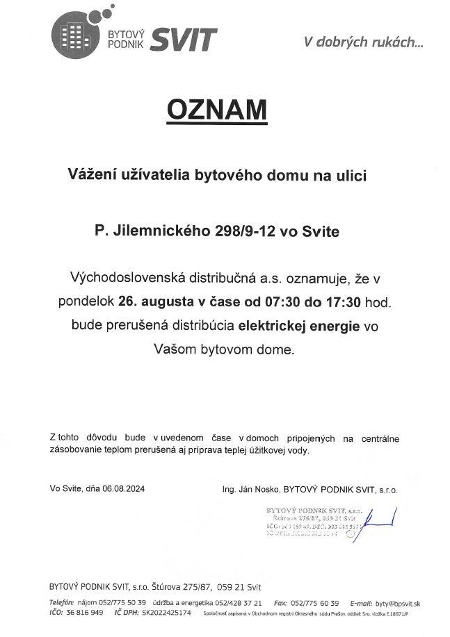 Oznam elektrina 240806