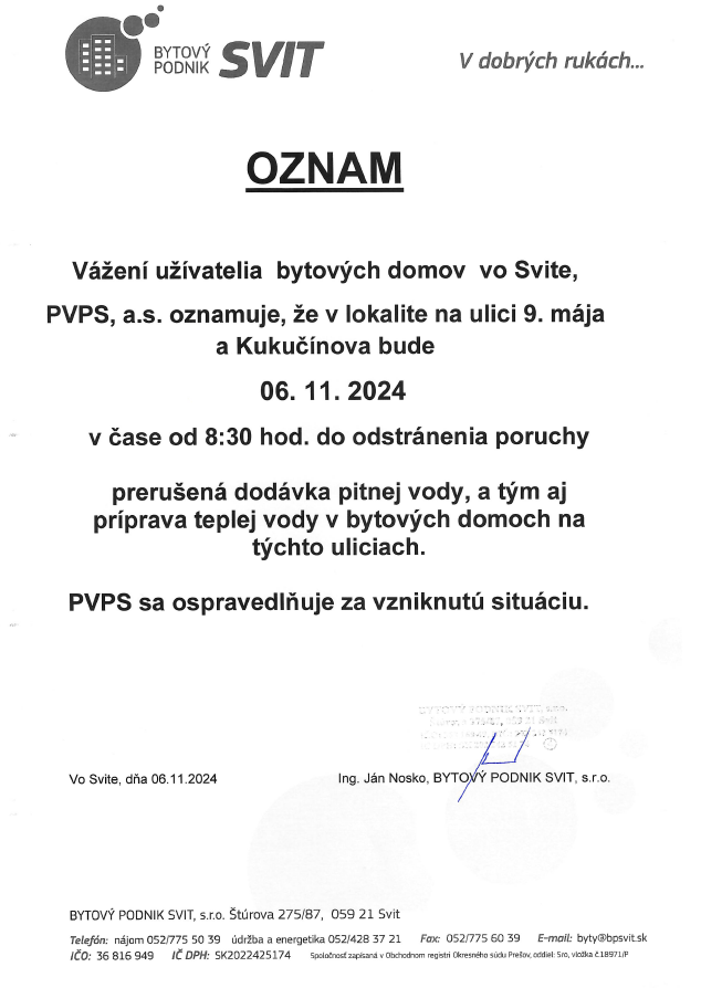 Oznam voda 241106